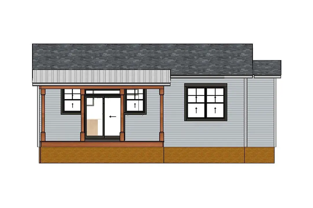 1-Story House Plan 713 ft²: 2 Beds, 1 Baths, Open Floor Plan, without Garage