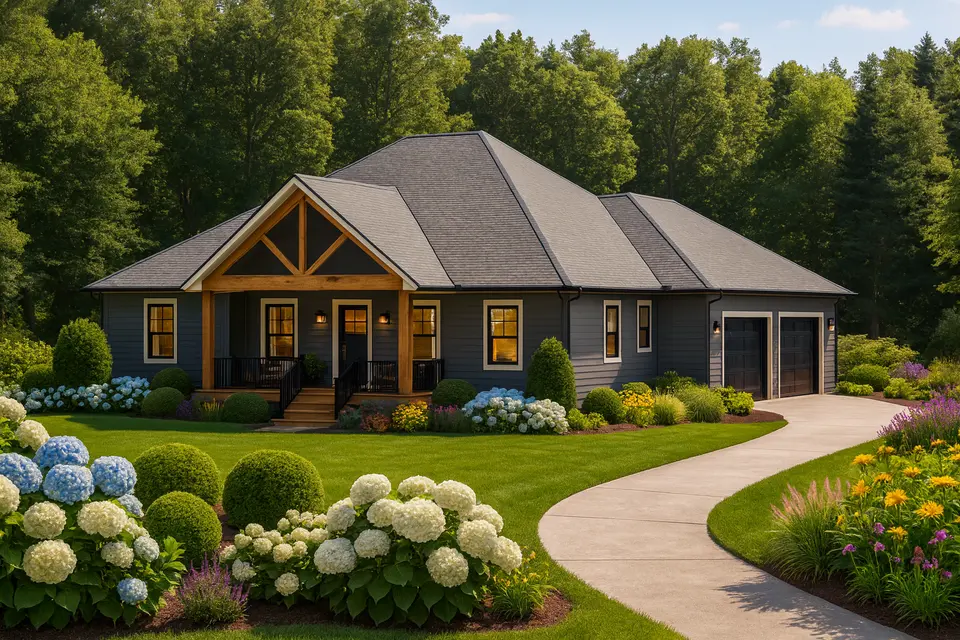 1-Story House Plan 1972 ft²: 3 Beds, 2.5 Baths, Open Floor Plan, 2-Car Garage