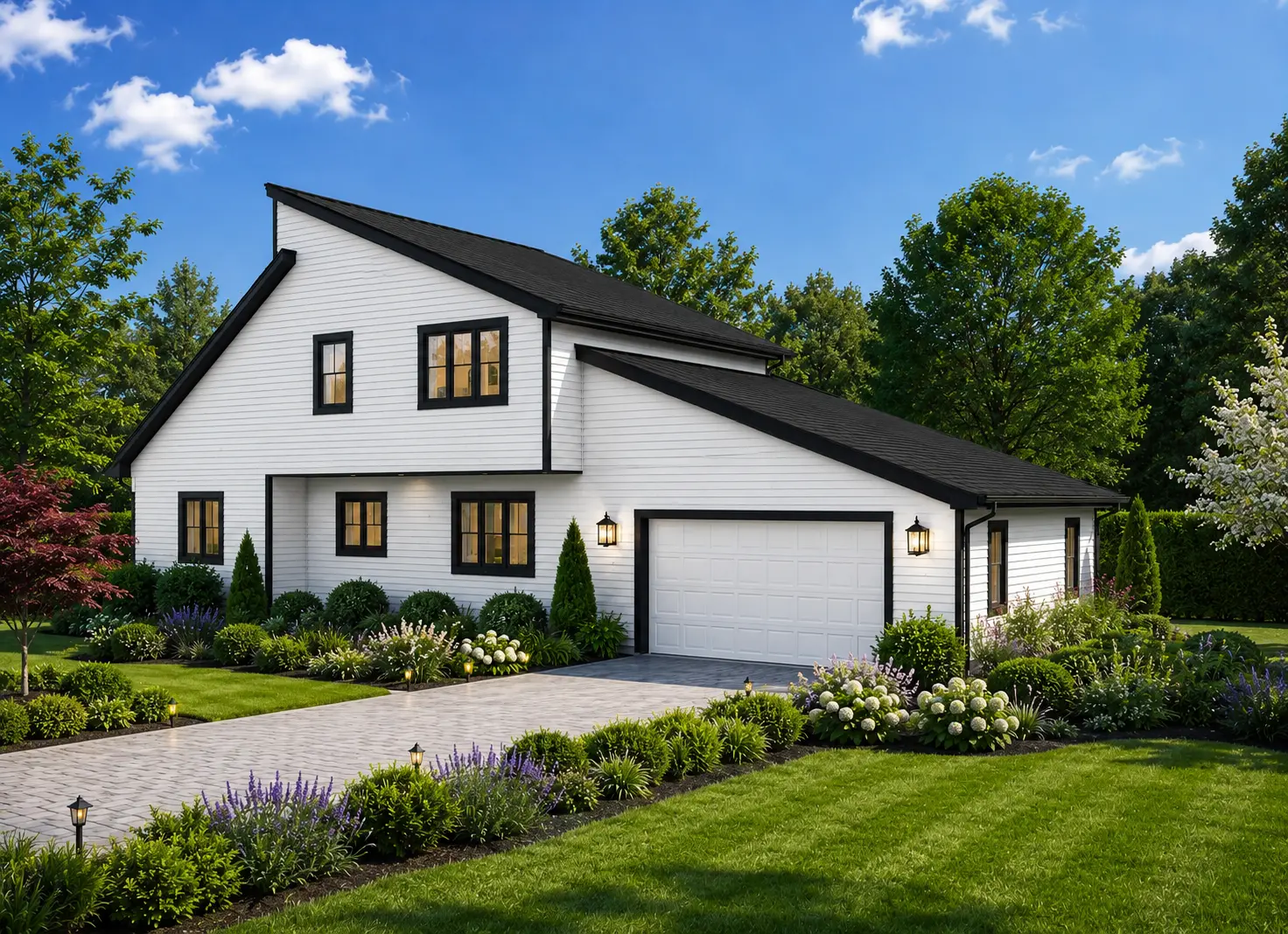 1.5-Story House Plan 1953 ft²: 3 Beds, 2.5 Baths, 2-Car Garage