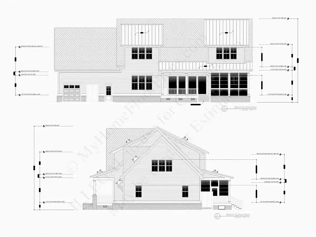 1.5-Story House Plan 3390 ft²: 4 Beds, Home Office, 3.5 Baths, Open Floor Plan, 2-Car Garage