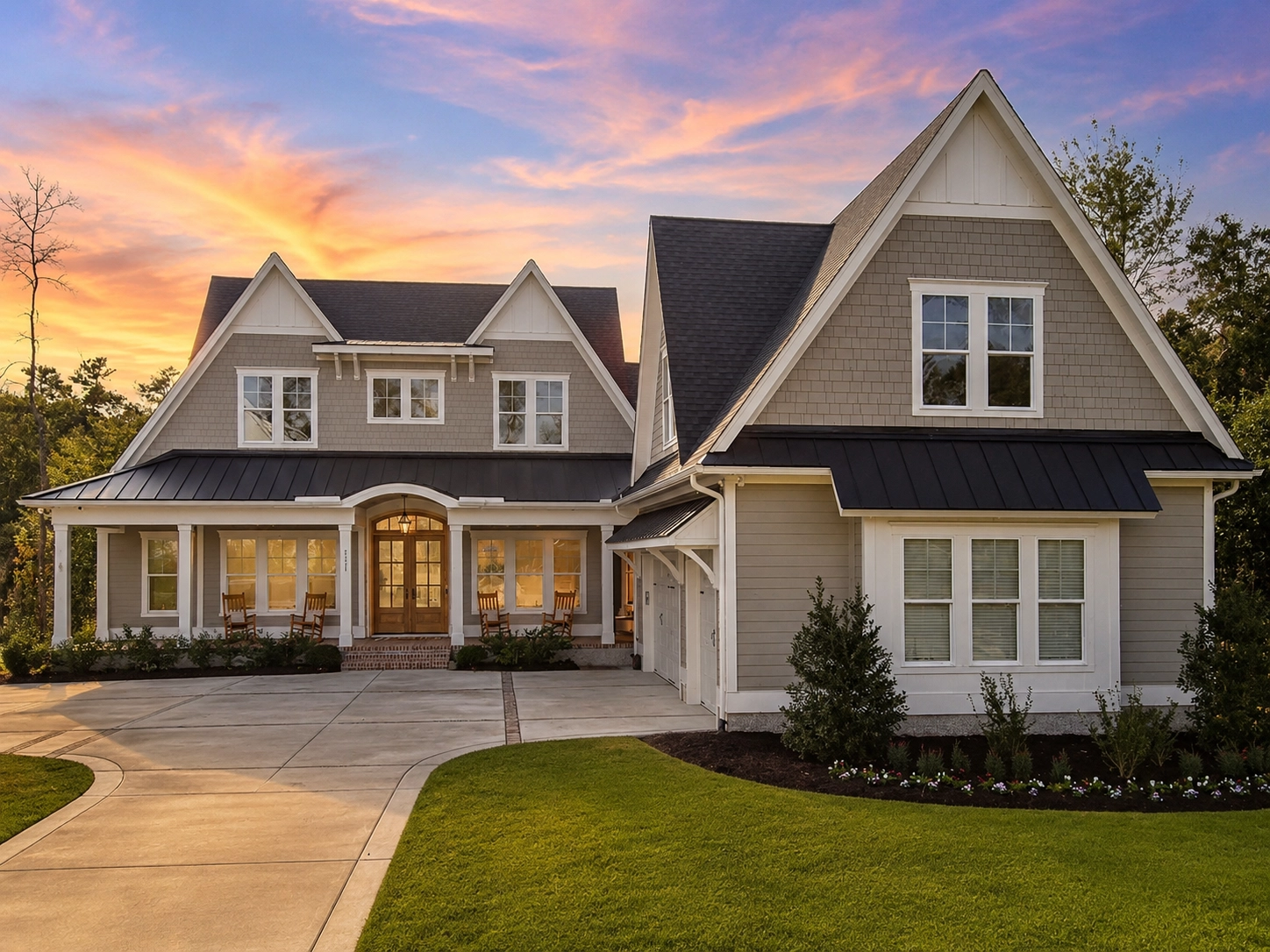 1.5-Story House Plan 4176 ft²: 4 Beds, Home Office, 4.5 Baths, Open Floor Plan, 3-Car Garage