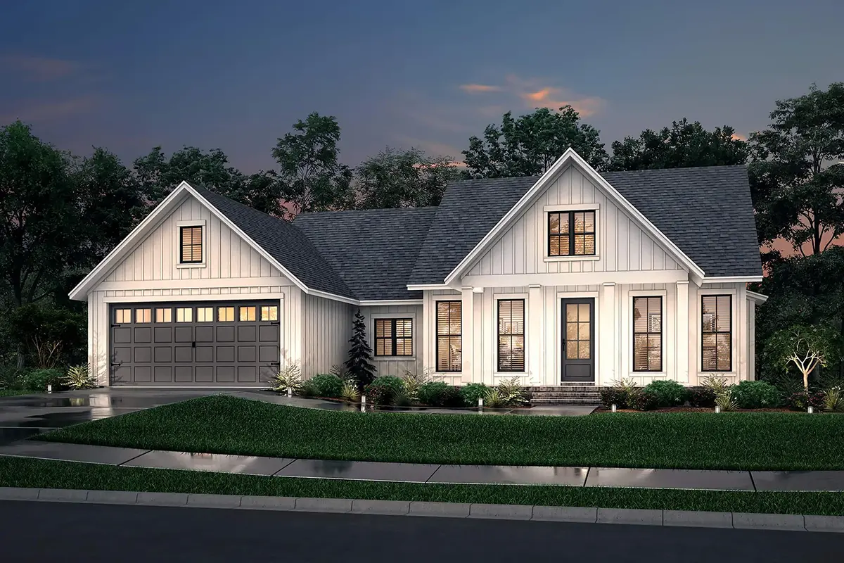 1-Story House Plan 1706 ft²: 3 Beds, 2 Baths, Open Floor Plan, 2-Car Garage