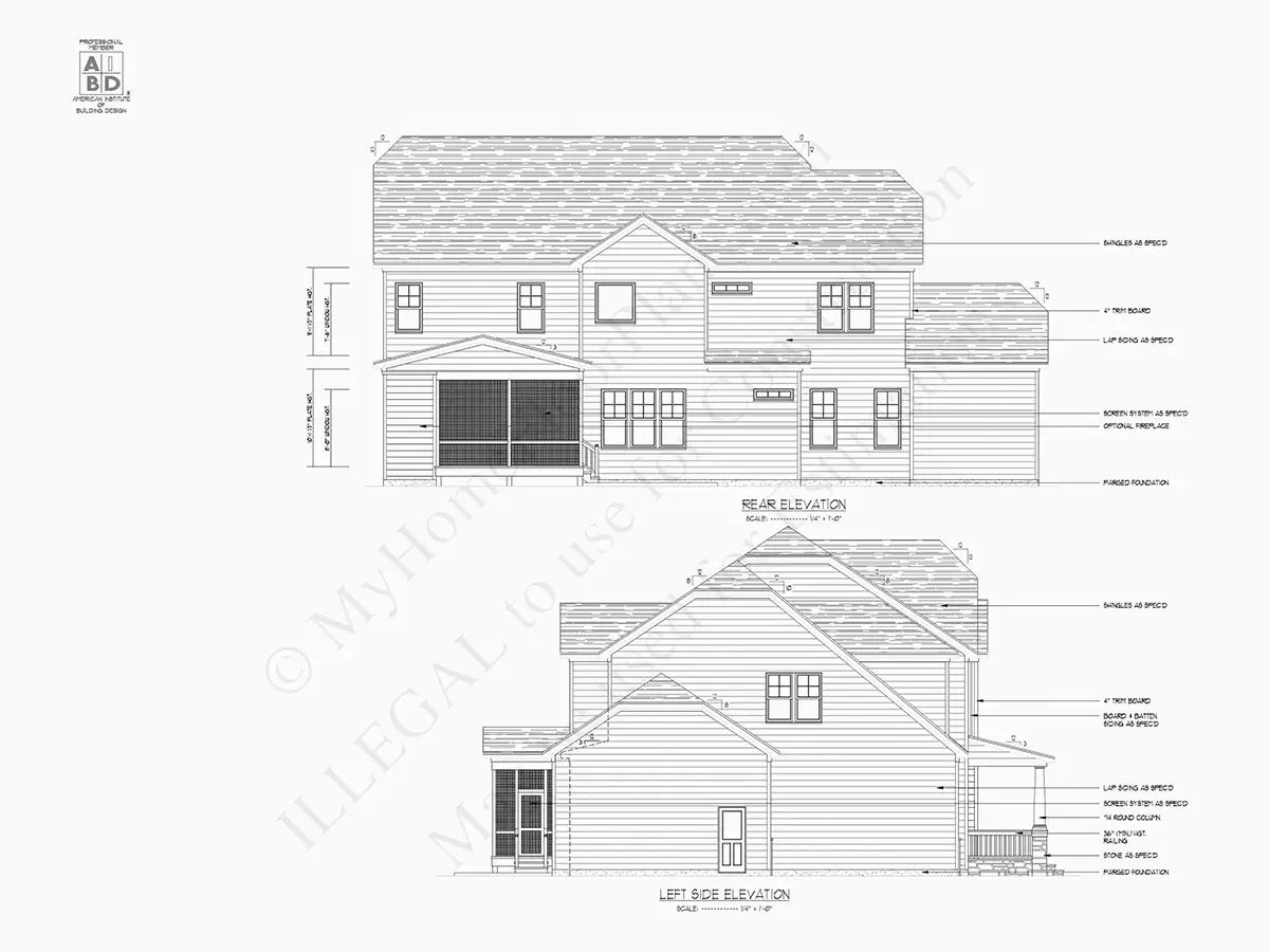 2-Story House Plan 3668 ft²: 5 Beds, Home Office, 4 Baths, Open Floor Plan, 2-Car Garage
