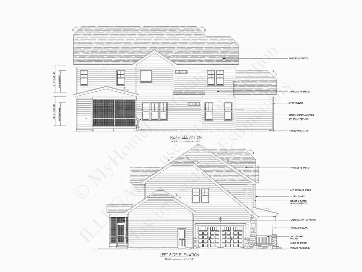 2-Story House Plan 3668 ft²: 5 Beds, Home Office, 4 Baths, Open Floor Plan, 2-Car Garage