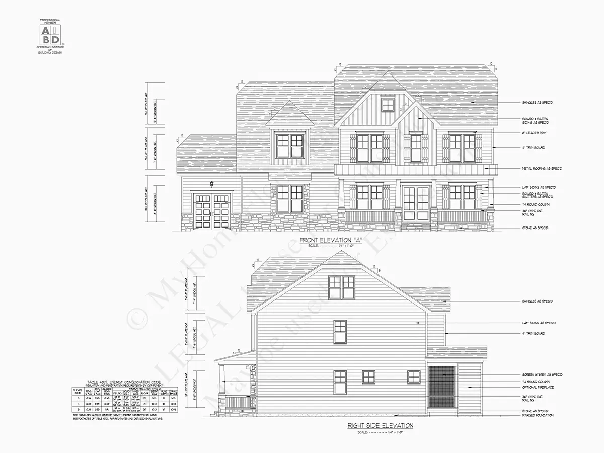2-Story House Plan 3668 ft²: 5 Beds, Home Office, 4 Baths, Open Floor Plan, 2-Car Garage