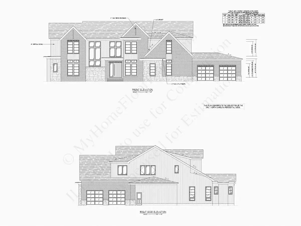 2-Story House Plan 6261 ft²: 4 Beds, Home Office, 5.5 Baths, Open Floor Plan, 3-Car Garage