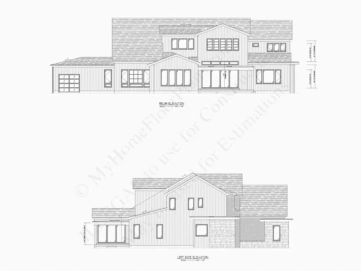 2-Story House Plan 6261 ft²: 4 Beds, Home Office, 5.5 Baths, Open Floor Plan, 3-Car Garage