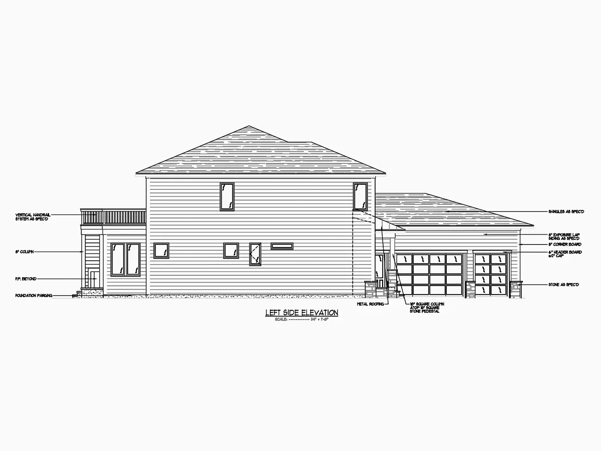 2-Story House Plan 5204 ft²: 5 Beds, Home Office, 4.5 Baths, Open Floor Plan, 3-Car Garage