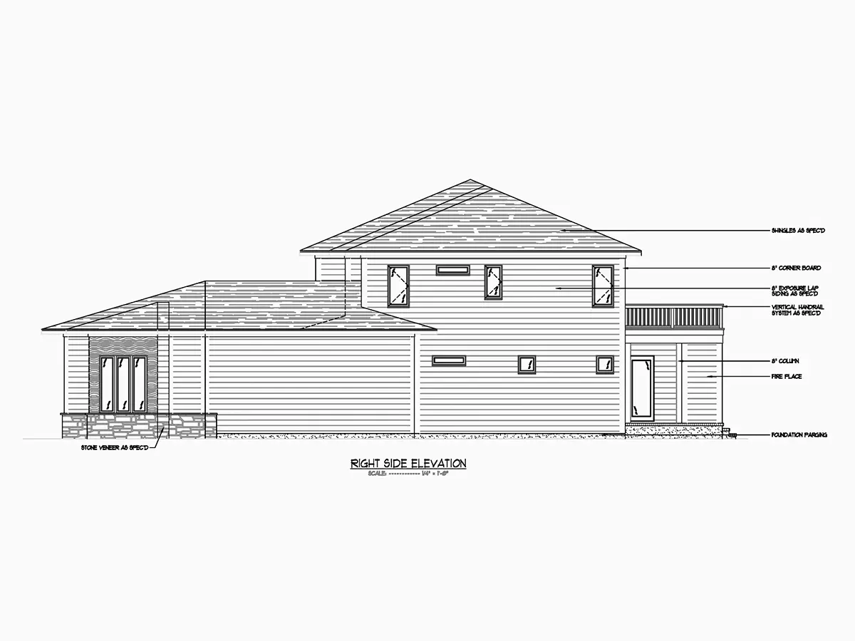 2-Story House Plan 5204 ft²: 5 Beds, Home Office, 4.5 Baths, Open Floor Plan, 3-Car Garage