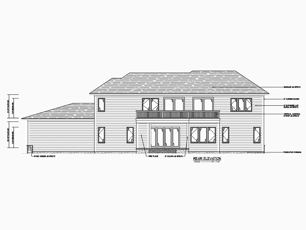 2-Story House Plan 5204 ft²: 5 Beds, Home Office, 4.5 Baths, Open Floor Plan, 3-Car Garage