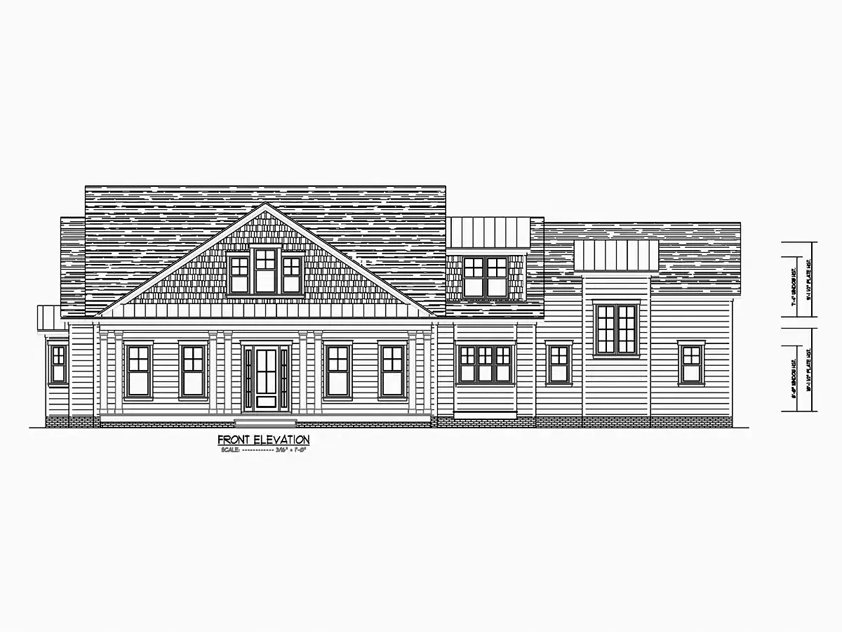 1.5-Story House Plan 4697 ft²: 4 Beds, Home Office, 4 Baths, Open Floor Plan, 3-Car Garage