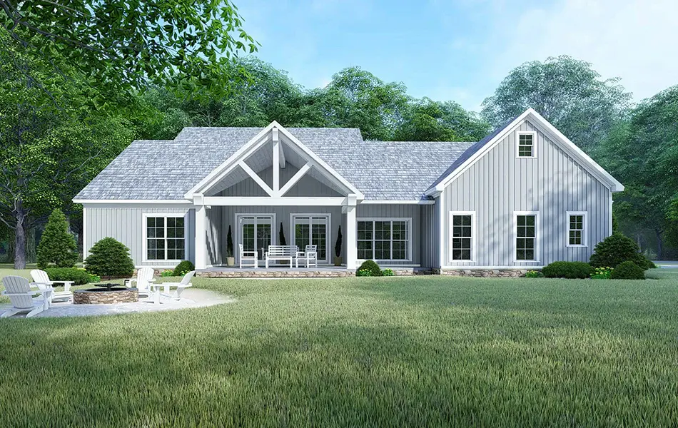 1.5-Story House Plan 2220 ft²: 4 Beds, 3 Baths, Open Floor Plan, 2-Car Garage