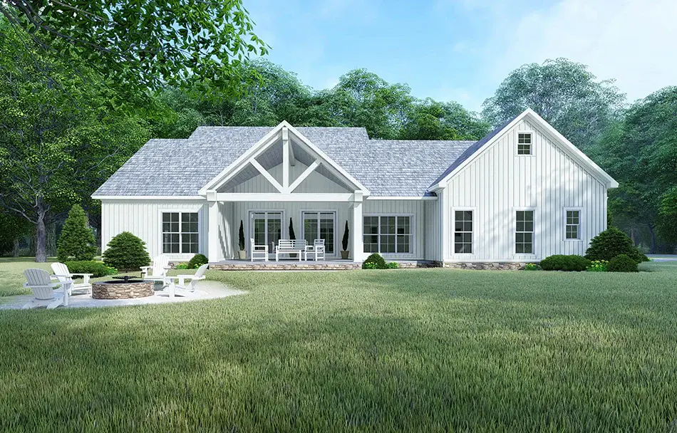 1.5-Story House Plan 2220 ft²: 4 Beds, 3 Baths, Open Floor Plan, 2-Car Garage