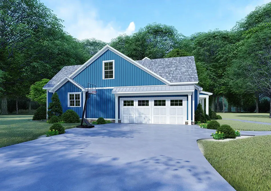 1.5-Story House Plan 2220 ft²: 4 Beds, 3 Baths, Open Floor Plan, 2-Car Garage