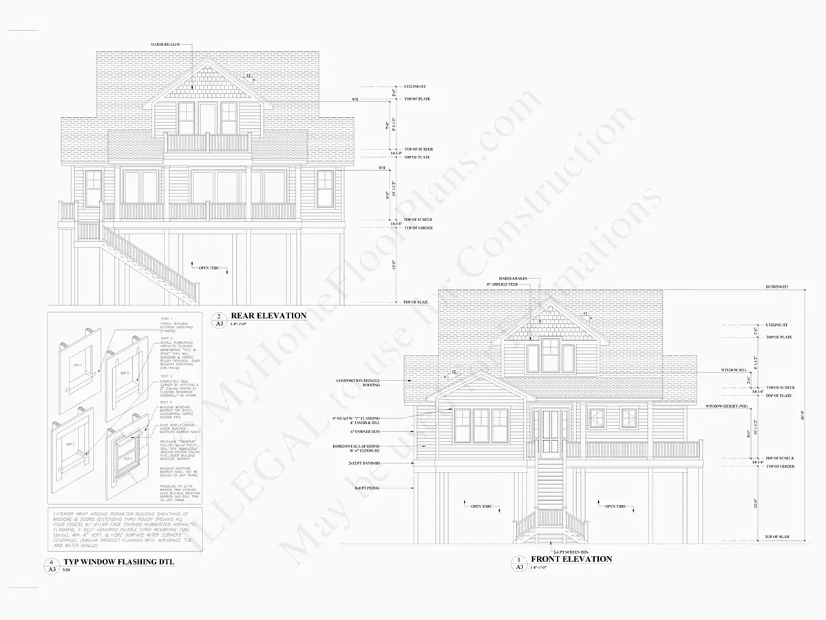 3-Story House Plan 2789 ft²: 4 Beds, 3.5 Baths, Open Floor Plan, 2-Car Garage