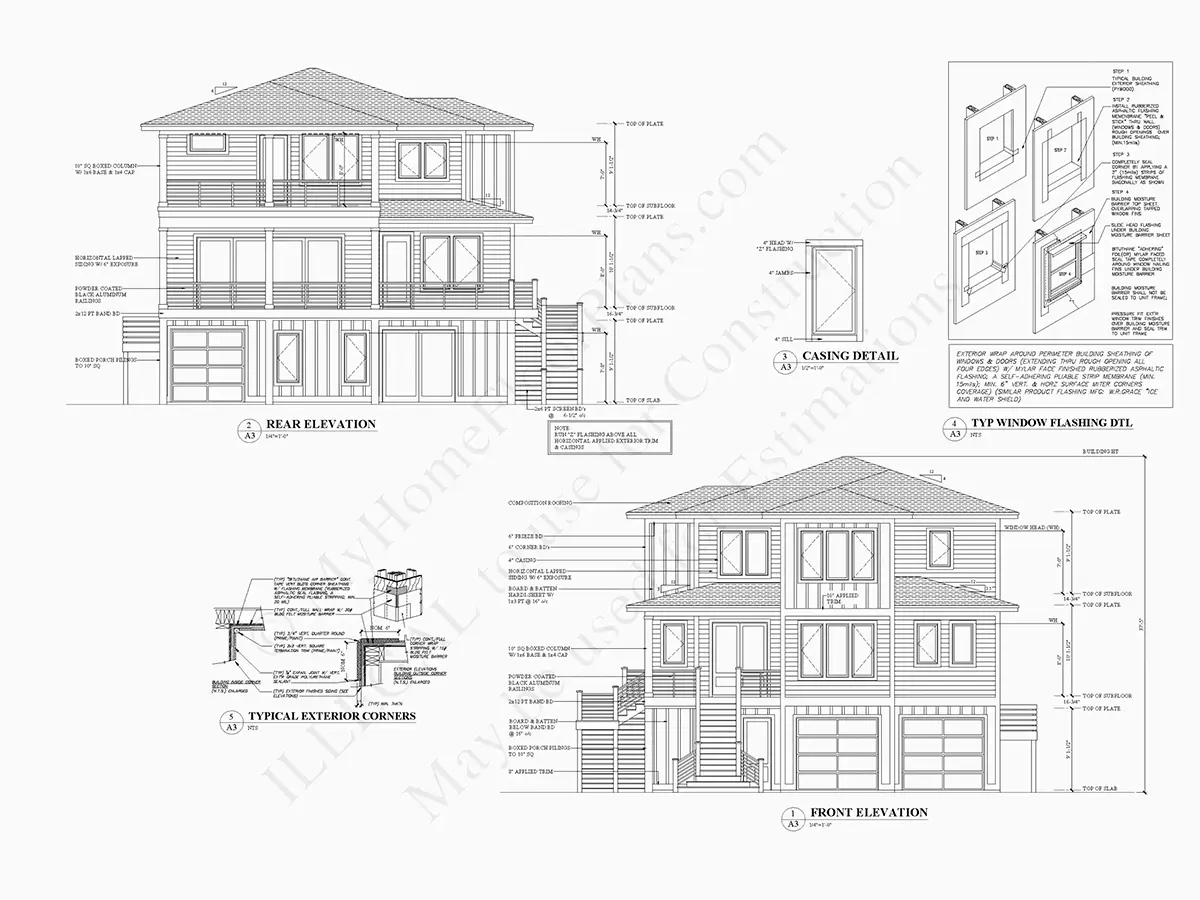 3-Story House Plan 3275 ft²: 4 Beds, Home Office, 4.5 Baths, Open Floor Plan, 3-Car Garage