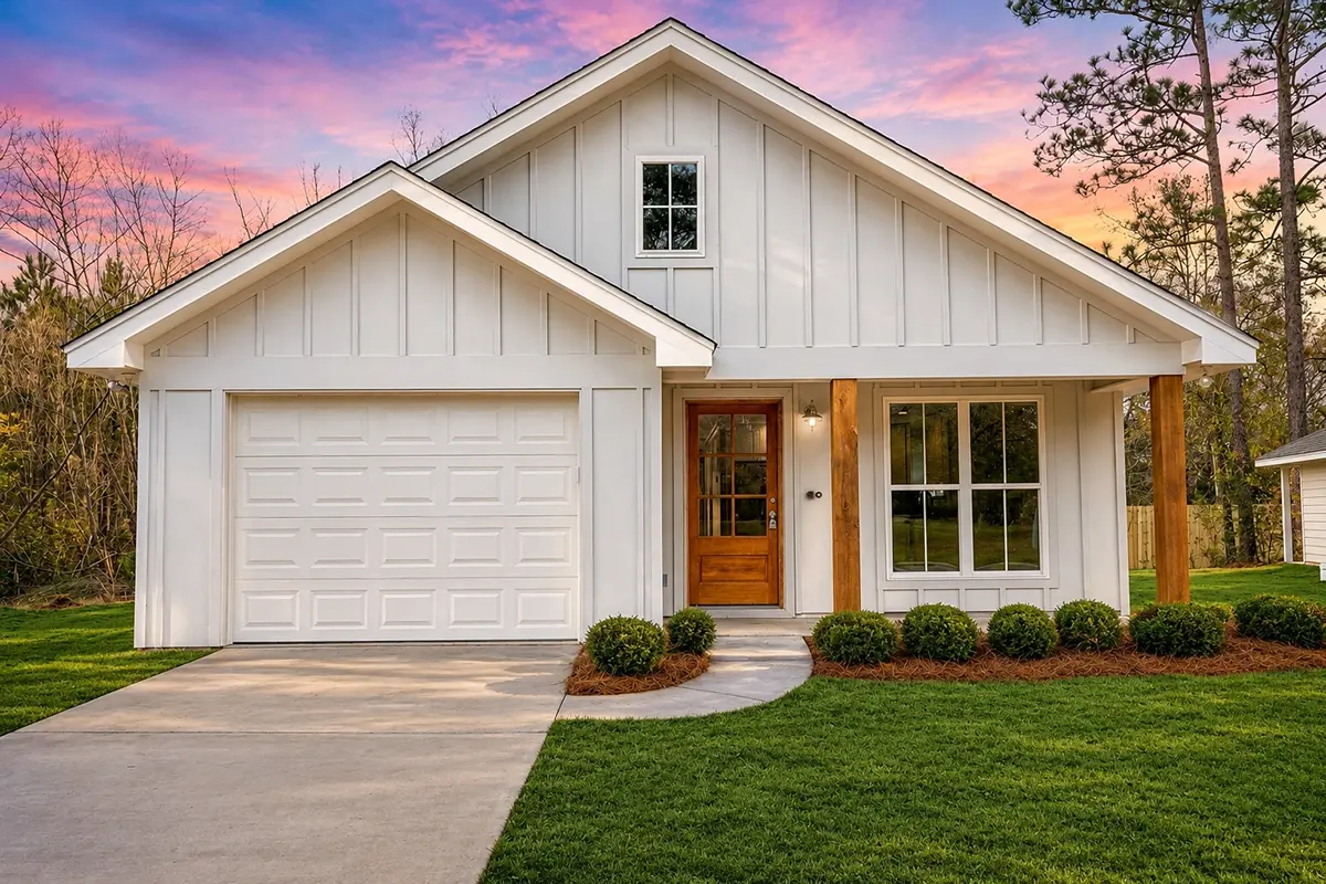 1-Story House Plan 1292 ft²: 3 Beds, 2 Baths, Open Floor Plan, 1-Car Garage