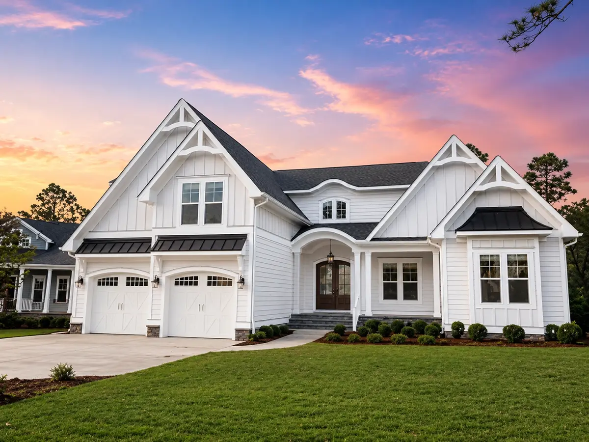 1.5-Story House Plan 3371 ft²: 3 Beds, Home Office, 3.5 Baths, Open Floor Plan, 2-Car Garage