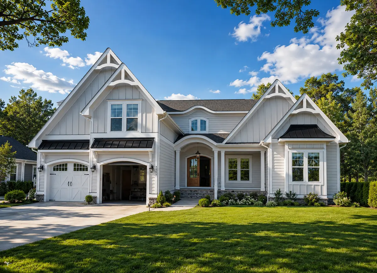1.5-Story House Plan 3371 ft²: 3 Beds, Home Office, 3.5 Baths, Open Floor Plan, 2-Car Garage