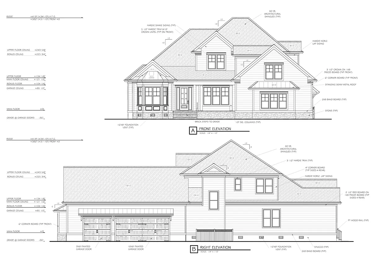 1.5-Story House Plan 4196 ft²: 5 Beds, Home Office, 5 Baths, Open Floor Plan, 3-Car Garage