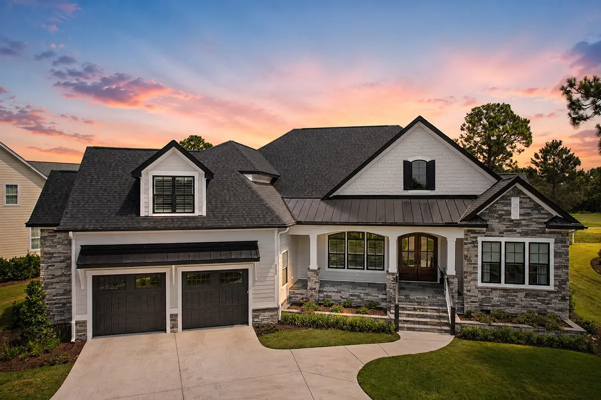 2-Story House Plan 3558 ft²: 4 Beds, Home Office, 6 Baths, Open Floor Plan, 2-Car Garage