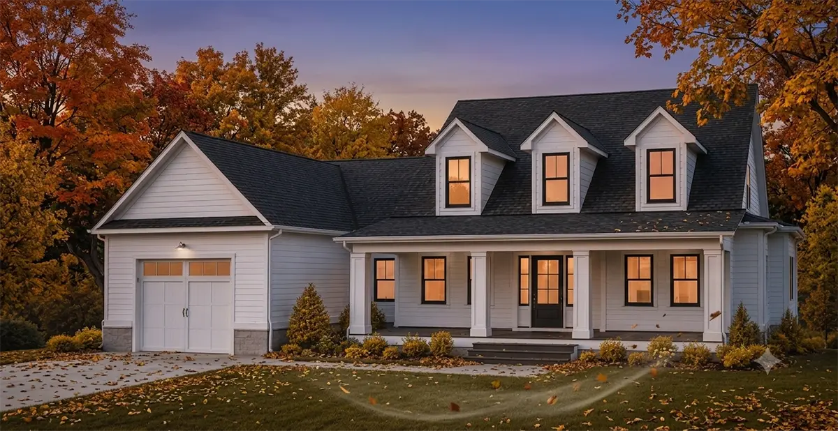 1.5-Story House Plan 2243 ft²: 3 Beds, Home Office, 2.5 Baths, Open Floor Plan, 1-Car Garage