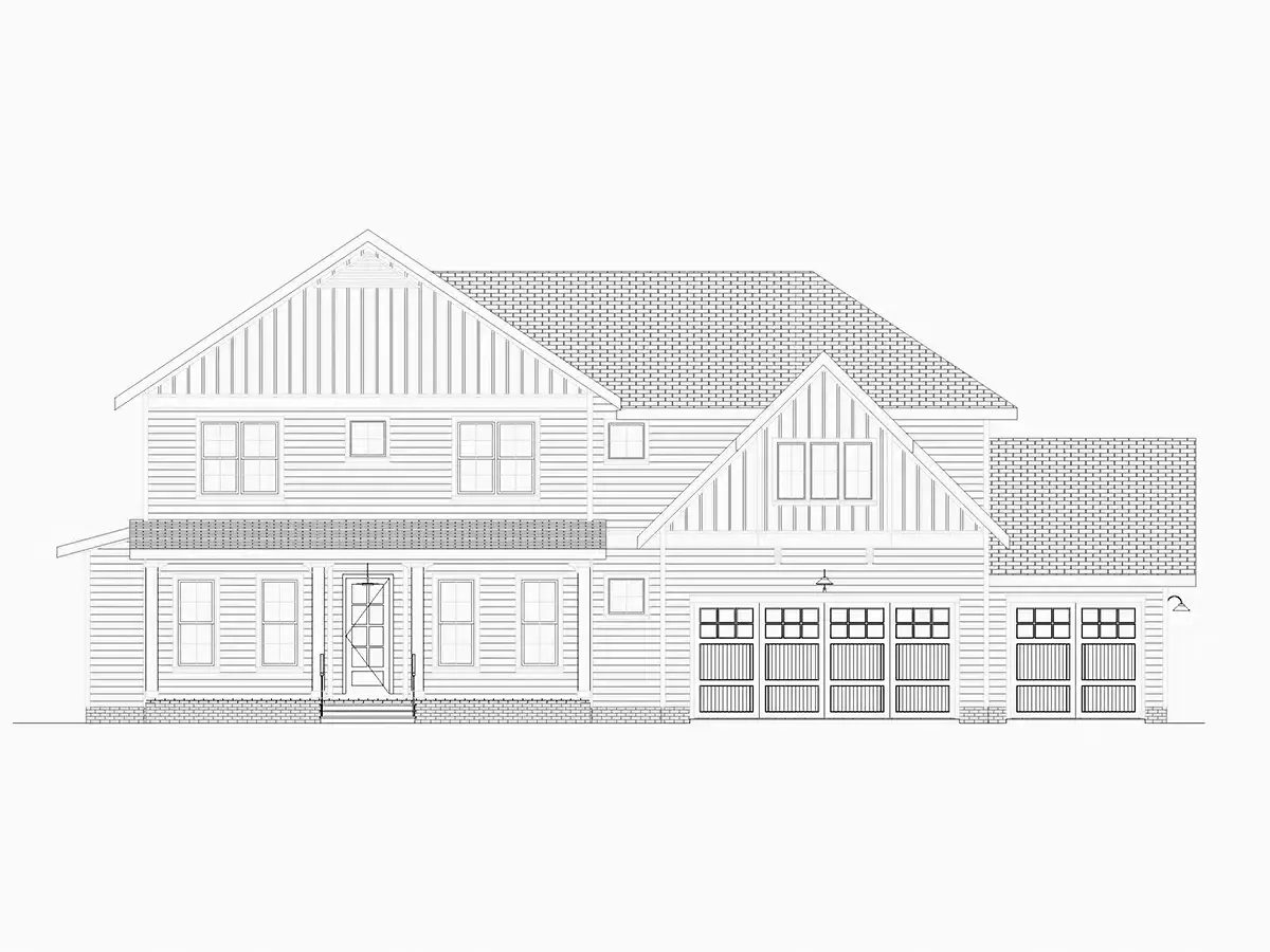 2-Story House Plan 3908 ft²: 4 Beds, Home Office, 4.5 Baths, Open Floor Plan, 3-Car Garage