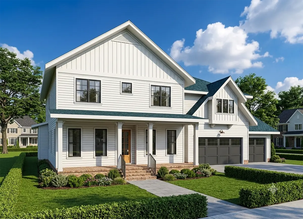 2-Story House Plan 3908 ft²: 4 Beds, Home Office, 4.5 Baths, Open Floor Plan, 3-Car Garage