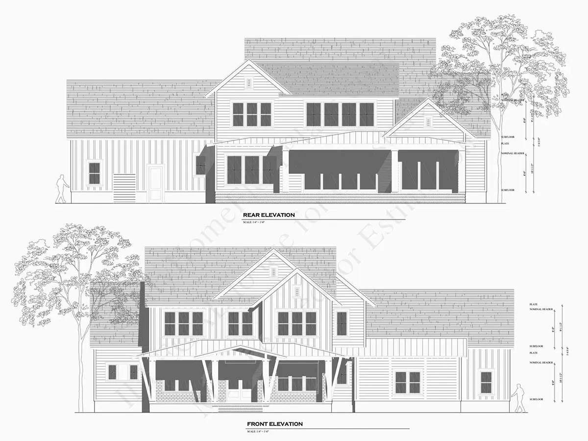 2-Story House Plan 4705 ft²: 5 Beds, Home Office, 5 Baths, Open Floor Plan, 3-Car Garage