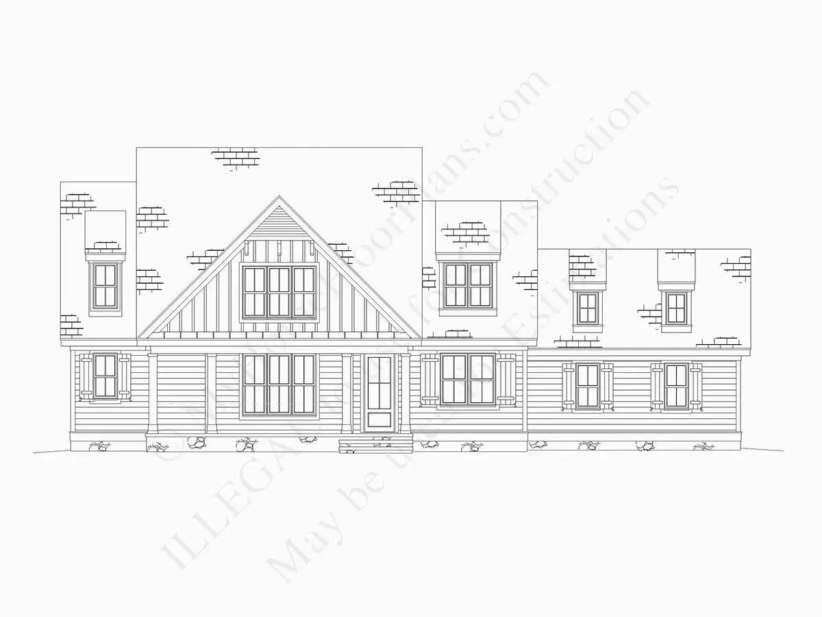 1.5-Story House Plan 2488 ft²: 4 Beds, Home Office, 3 Baths, Open Floor Plan, 2-Car Garage