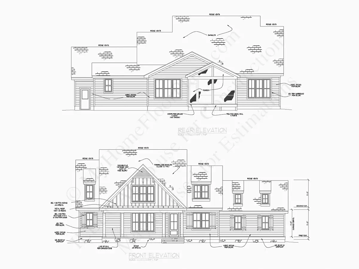 1.5-Story House Plan 2488 ft²: 4 Beds, Home Office, 3 Baths, Open Floor Plan, 2-Car Garage