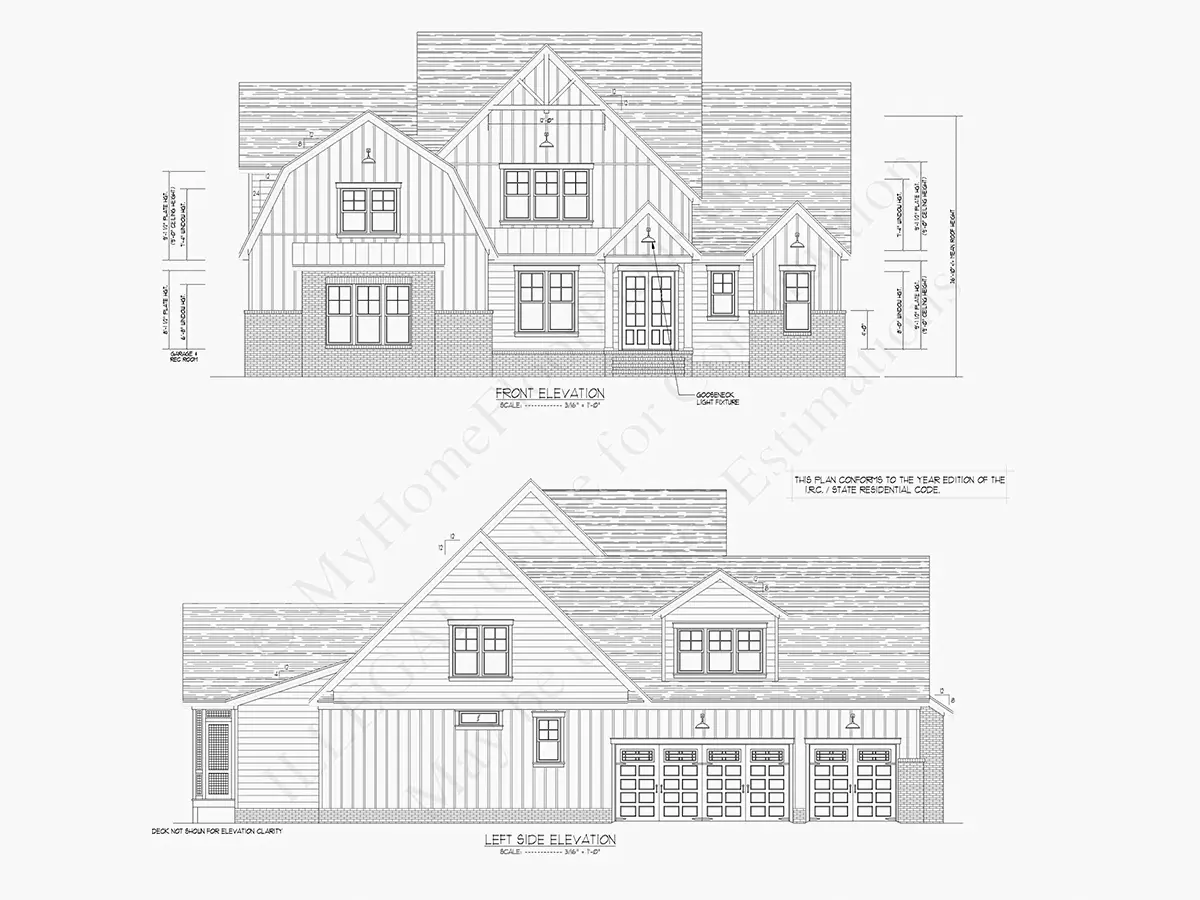1.5-Story House Plan 4143 ft²: 4 Beds, Home Office, 4.5 Baths, Open Floor Plan, 3-Car Garage