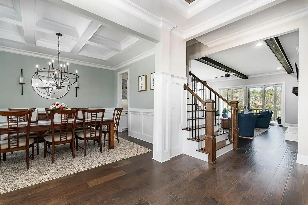 1.5-Story House Plan 4143 ft²: 4 Beds, Home Office, 4.5 Baths, Open Floor Plan, 3-Car Garage