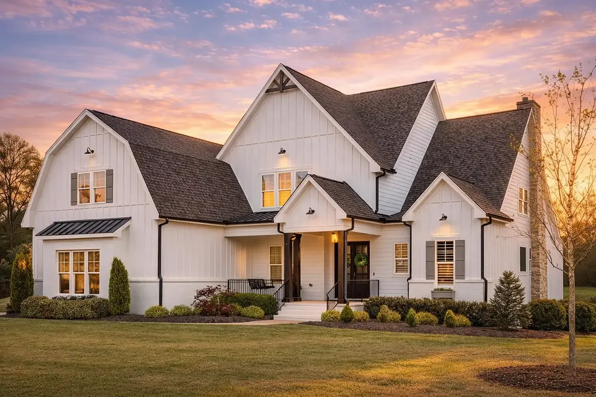 1.5-Story House Plan 4143 ft²: 4 Beds, Home Office, 4.5 Baths, Open Floor Plan, 3-Car Garage