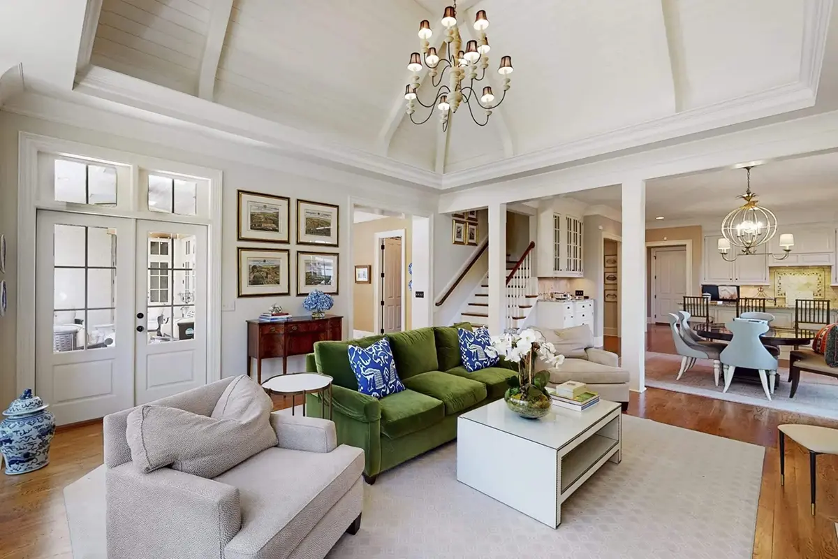 1.5-Story House Plan 5180 ft²: 4 Beds, Home Office, 4.5 Baths, Open Floor Plan, 2-Car Garage