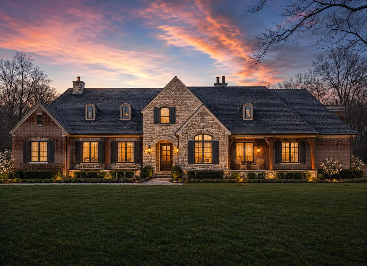 1.5-Story House Plan 6811 ft²: 4 Beds, Home Office, 5 Baths, Open Floor Plan, 3-Car Garage