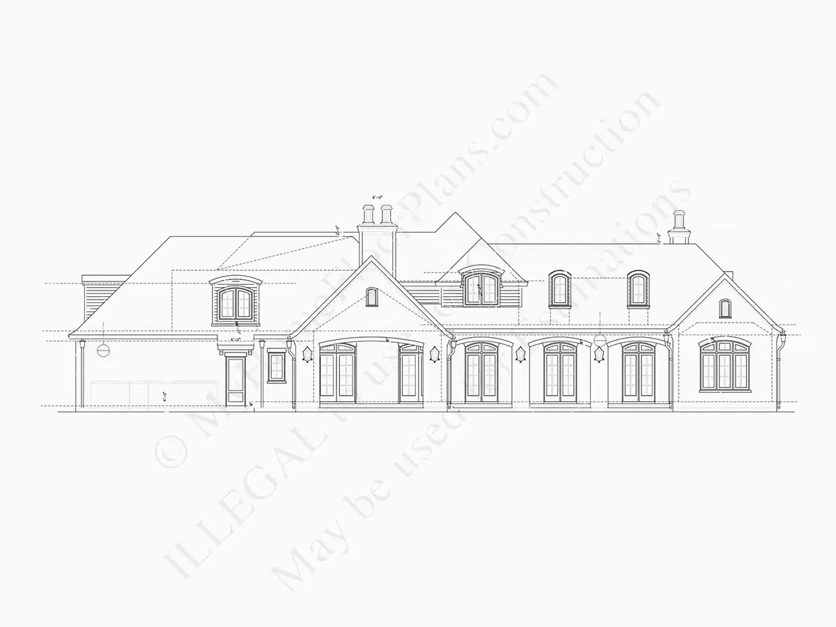 1.5-Story House Plan 6811 ft²: 4 Beds, Home Office, 5 Baths, Open Floor Plan, 3-Car Garage