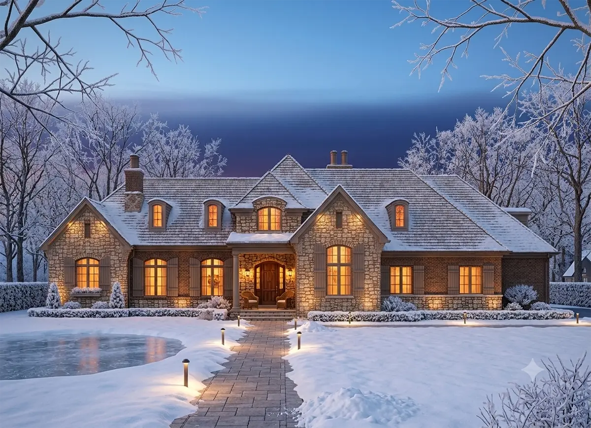 1.5-Story House Plan 6811 ft²: 4 Beds, Home Office, 5 Baths, Open Floor Plan, 3-Car Garage