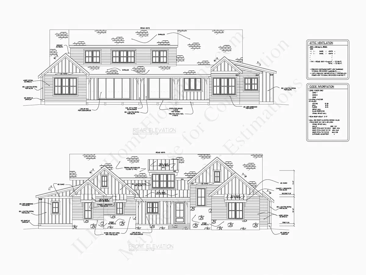1.5-Story House Plan 4163 ft²: 4 Beds, Home Office, 4.5 Baths, Open Floor Plan, 2-Car Garage