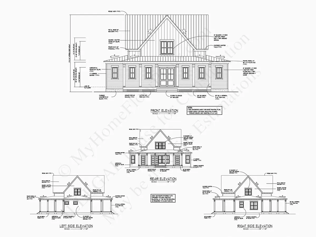 1.5-Story House Plan 2449 ft²: 4 Beds, 2.5 Baths, Open Floor Plan, without Garage