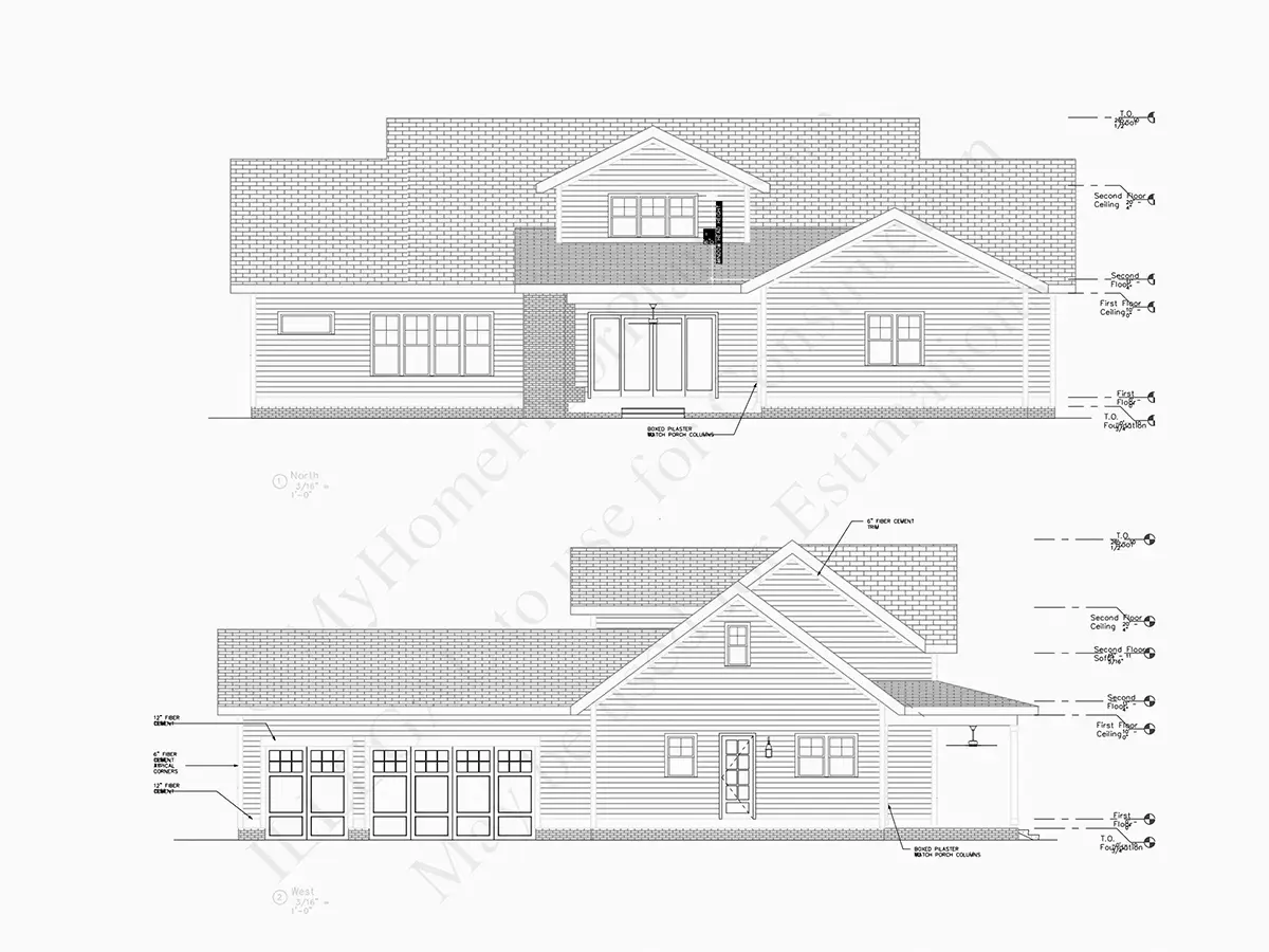 1.5-Story House Plan 3669 ft²: 4 Beds, Home Office, 4.5 Baths, Open Floor Plan, 3-Car Garage