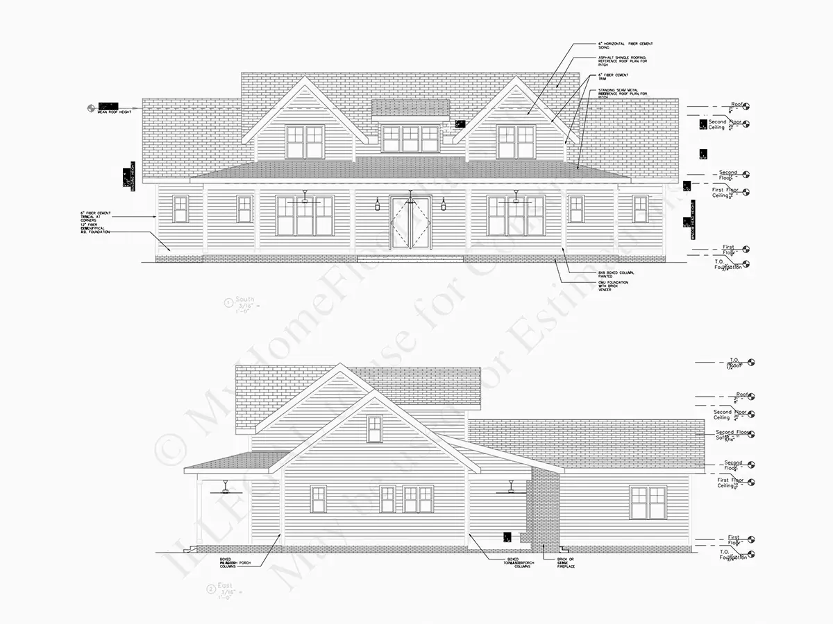 1.5-Story House Plan 3669 ft²: 4 Beds, Home Office, 4.5 Baths, Open Floor Plan, 3-Car Garage