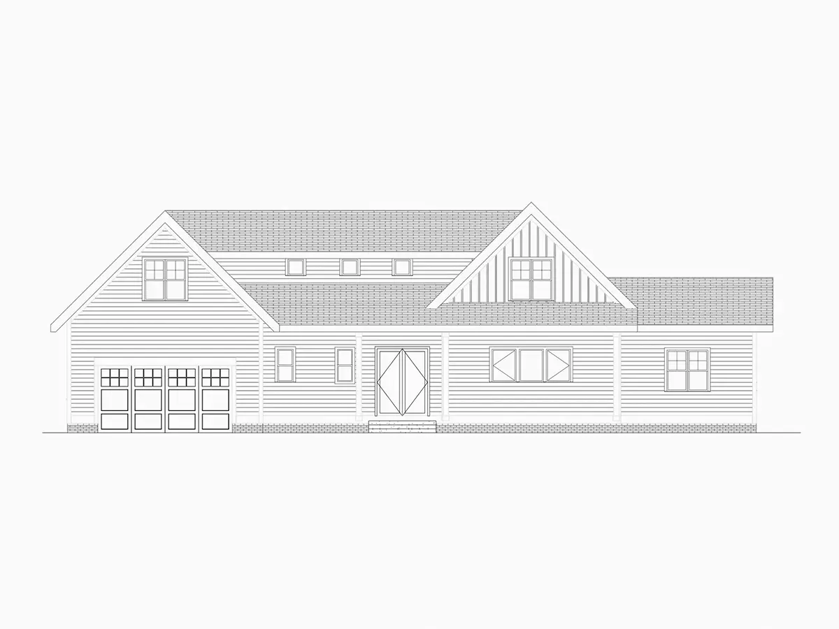 1.5-Story House Plan 3750 ft²: 4 Beds, 3.5 Baths, Open Floor Plan, 2-Car Garage