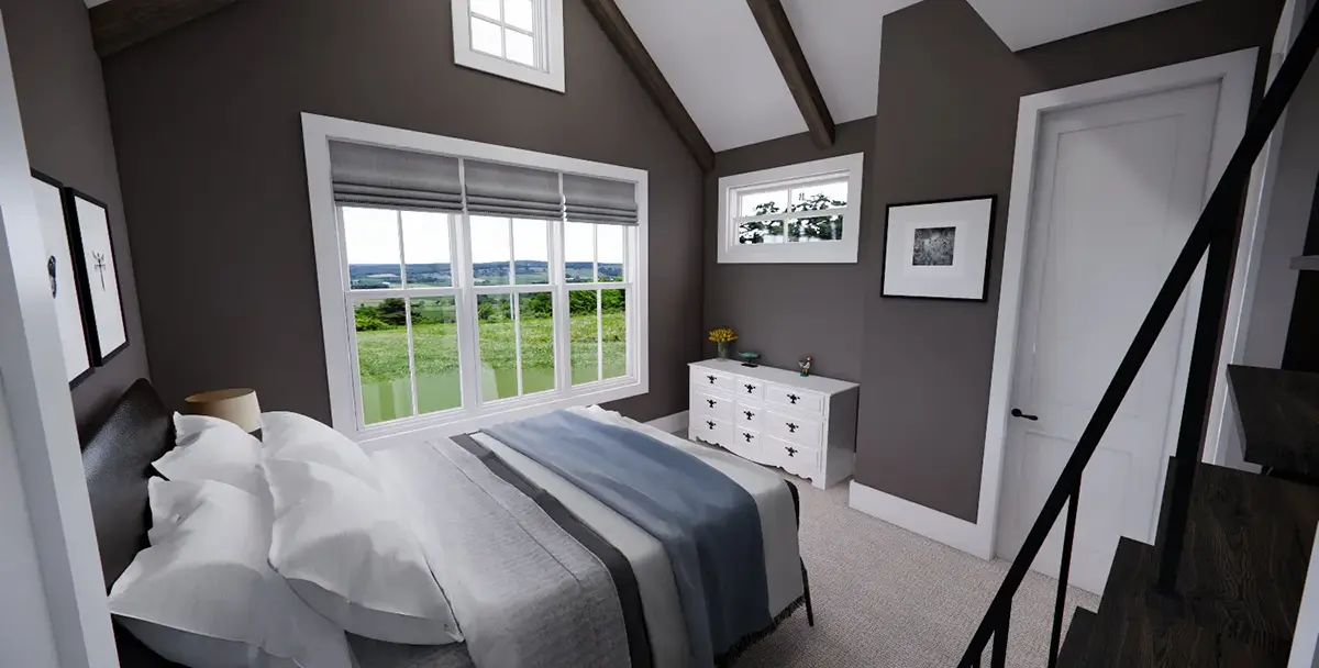 1.5-Story House Plan 2150 ft²: 3 Beds, Home Office, 2.5 Baths, Open Floor Plan, 2-Car Garage