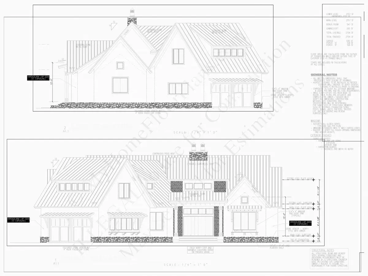 1.5-Story House Plan 2150 ft²: 3 Beds, Home Office, 2.5 Baths, Open Floor Plan, 2-Car Garage