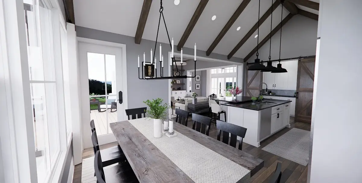 1.5-Story House Plan 2150 ft²: 3 Beds, Home Office, 2.5 Baths, Open Floor Plan, 2-Car Garage