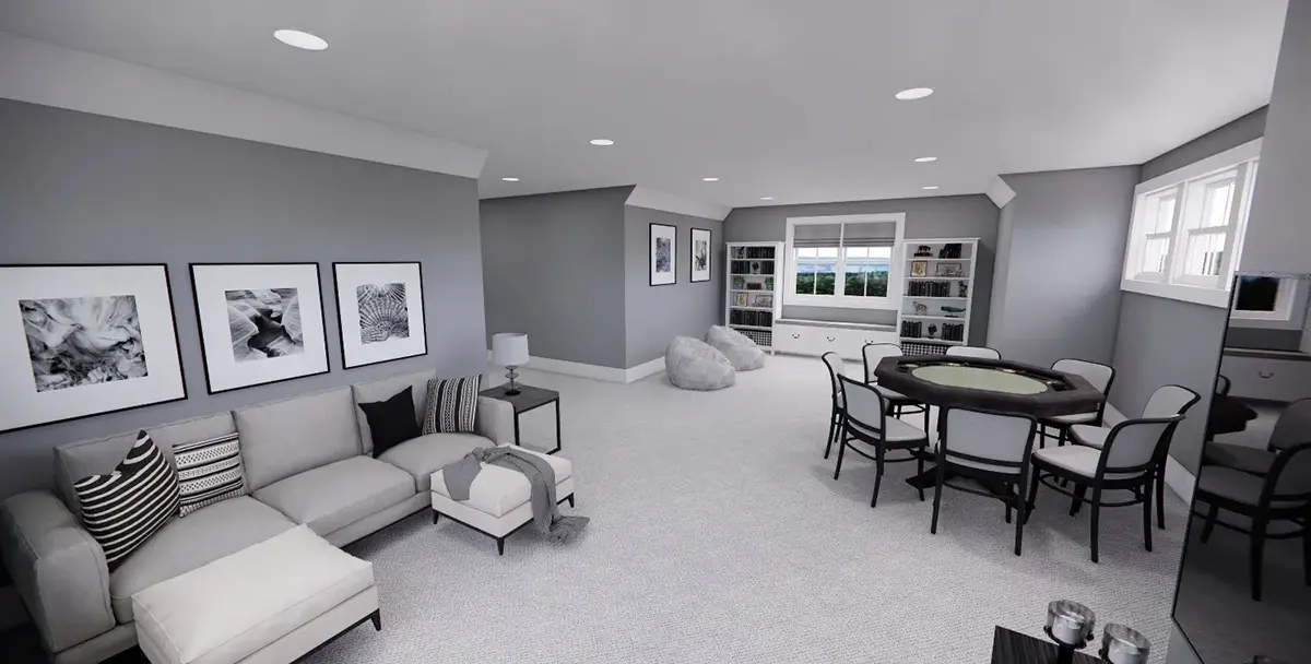 1.5-Story House Plan 2150 ft²: 3 Beds, Home Office, 2.5 Baths, Open Floor Plan, 2-Car Garage