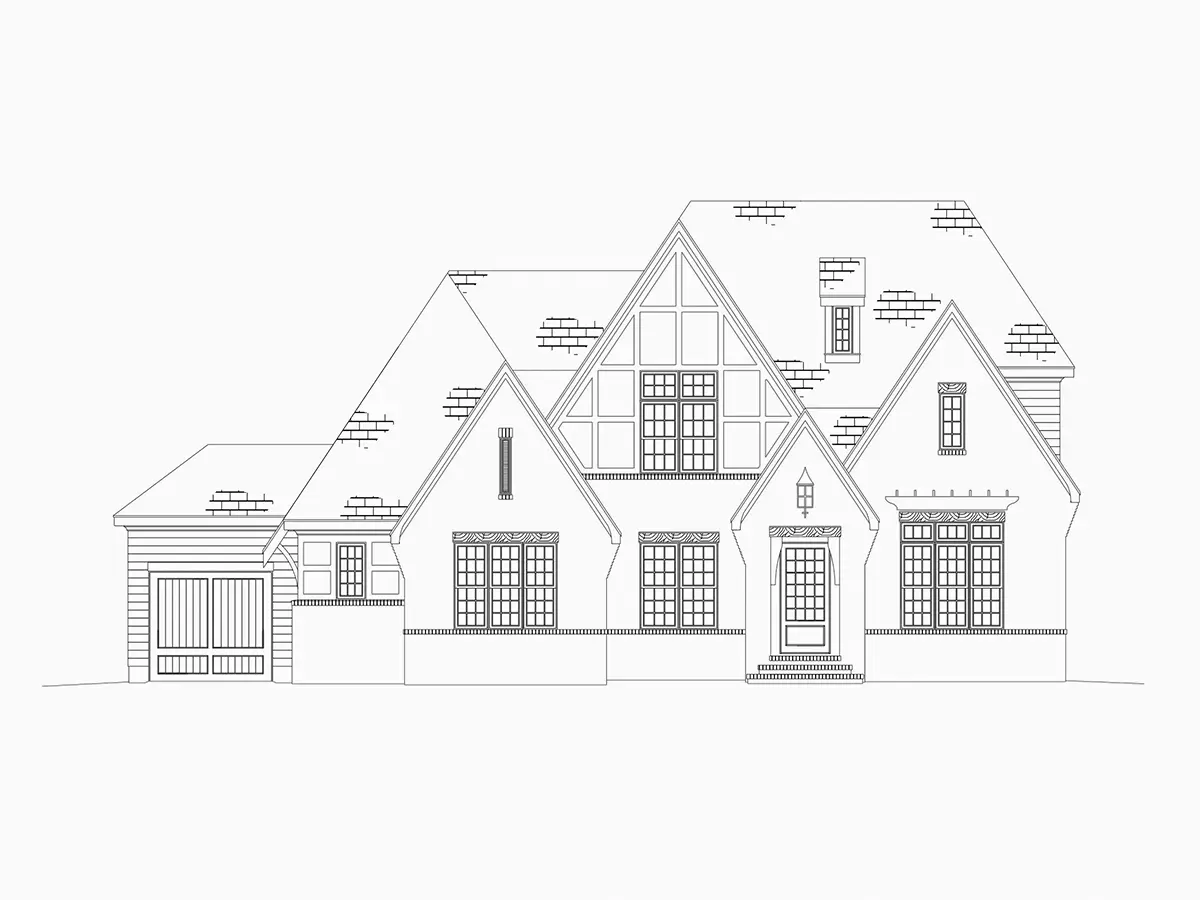 1.5-Story House Plan 3722 ft²: 4 Beds, 4.5 Baths, Open Floor Plan, 3-Car Garage