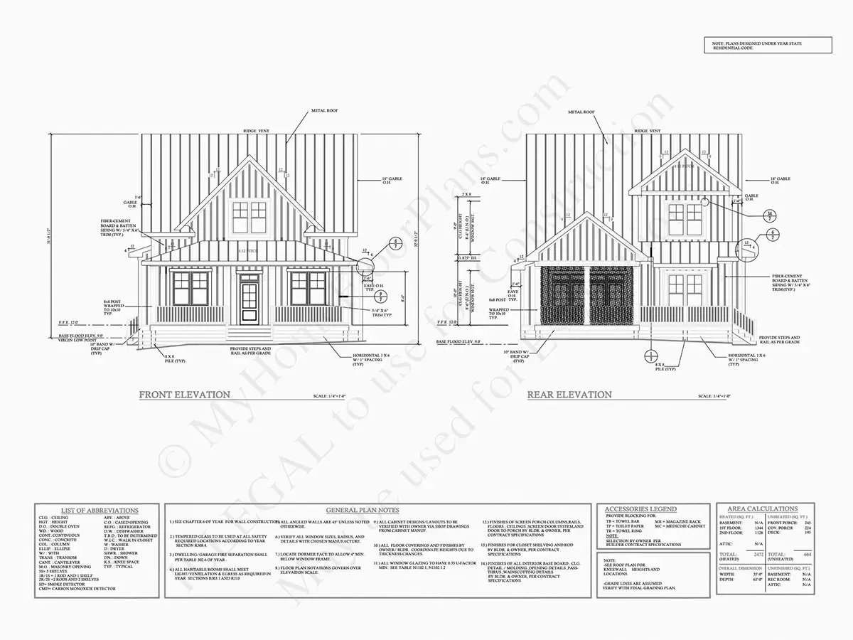 1.5-Story House Plan 2472 ft²: 4 Beds, 3.5 Baths, Open Floor Plan, without Garage