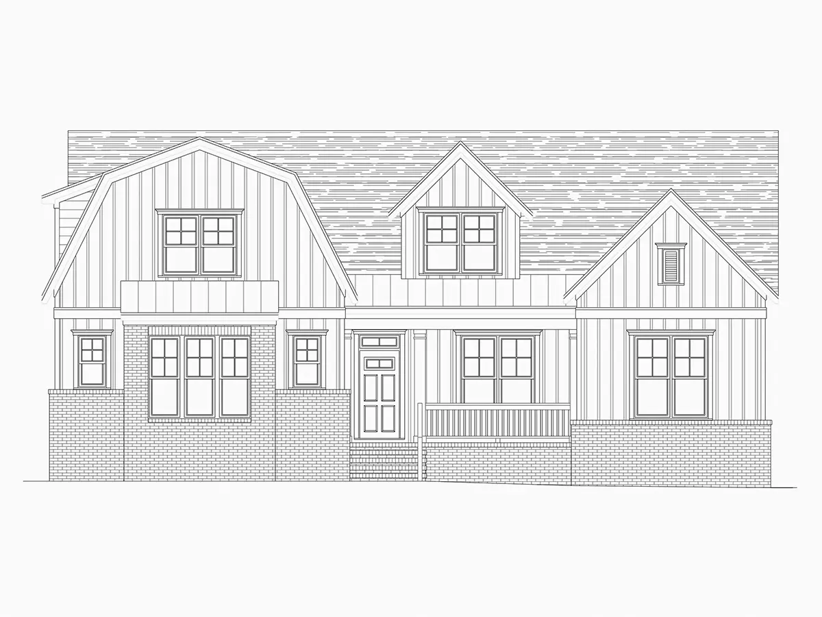 1.5-Story House Plan 3062 ft²: 4 Beds, 3.5 Baths, Open Floor Plan, 2-Car Garage